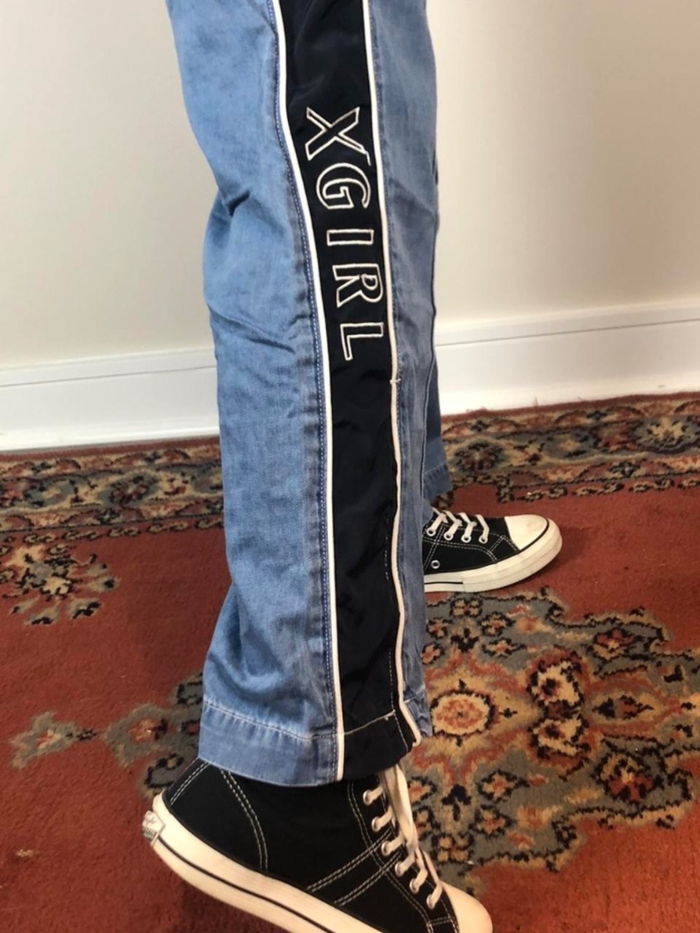 X-Girl chambray denim track pants